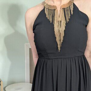 H&M Studio Black Flowy Chiffon Maxi Dress Size 8